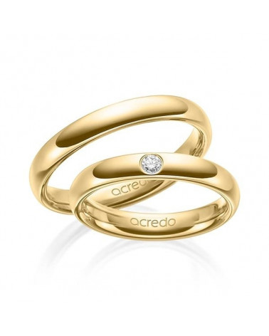 Alianzas de boda clásicas en oro amarillo con un diamante. 3,00 mm - Alianzas de boda - 

