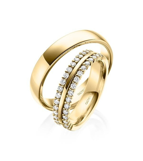 Exclusivas alianzas de boda con diamantes en oro amarillo - Alianzas de boda - 



