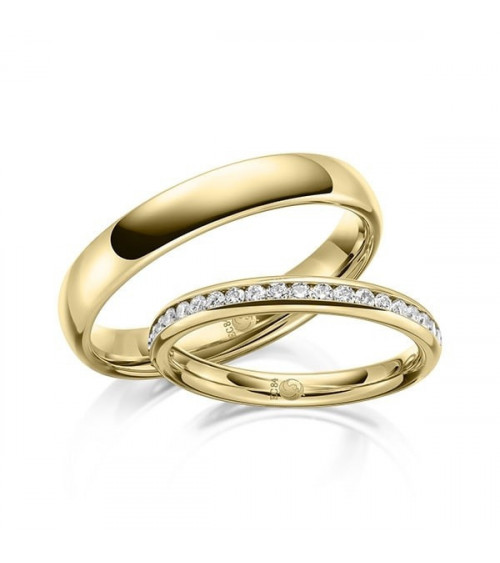 Anillos de boda de oro con diamantes con certificado internacional - Alianzas de boda - 



