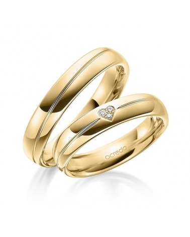 Anillos de boda originales de oro con diamantes formando un corazón - Alianzas de boda - 


