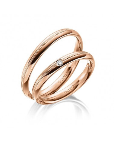 Finos anillos de matrimonio de oro rosa con un diamante natural ético - Alianzas de boda - 


