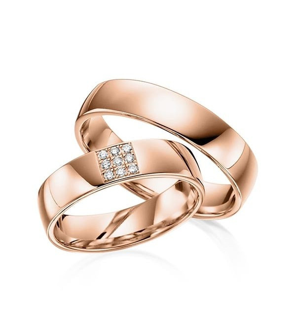Anillos de matrimonio distintos de oro rosa con diamantes naturales - Alianzas de boda - 



