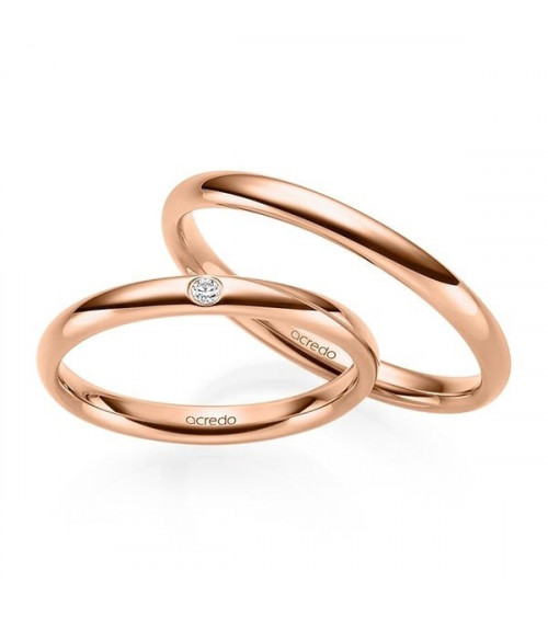 Alianzas de boda clásicas de oro rosa con un diamante natural ético - Alianzas de boda - 


