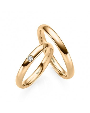 Anillo de compromiso tipo clásico de media caña en oro rosa con un diamante - Alianzas de boda - 


