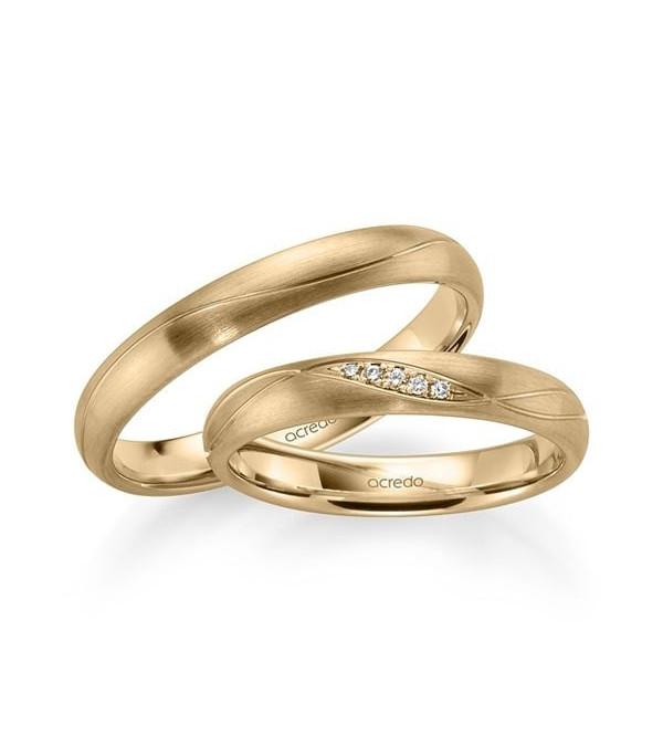 Alianzas de boda mate confeccionadas en oro rosa con diamantes - Alianzas de boda - 


