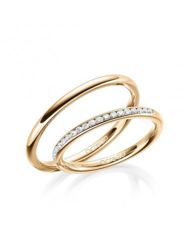 Finos y elegantes anillos de boda de oro rosa con media corona de diamantes naturales éticos - Alianzas de boda - 


