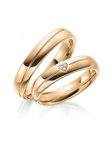 Originales anillos de matrimonio de oro rosa con 3 diamantes formando un corazón - Alianzas de boda - 


