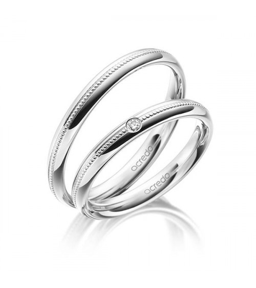 Diseño especial de anillos de boda de oro blanco con un diamante - Alianzas de boda - 

