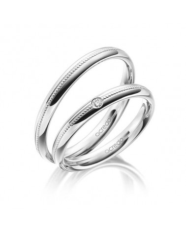 Diseño especial de anillos de boda de oro blanco con un diamante - Alianzas de boda - 

