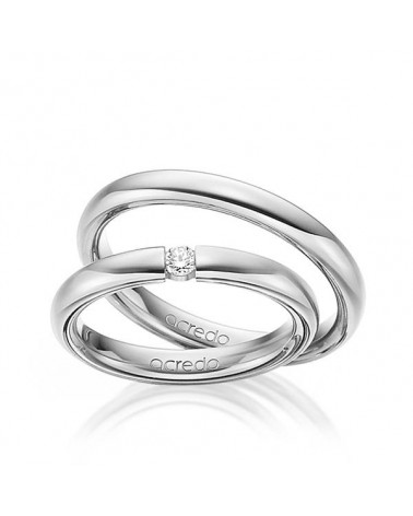 Pareja de anillos de Platino con un diamante al aire - Alianzas de boda - 

