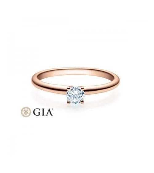 Persei 0,30 | Oro rosa - ANILLOS DE COMPROMISO EN ORO ROSA - Clásico anillo de compromiso rosa con un diamante con certificado G