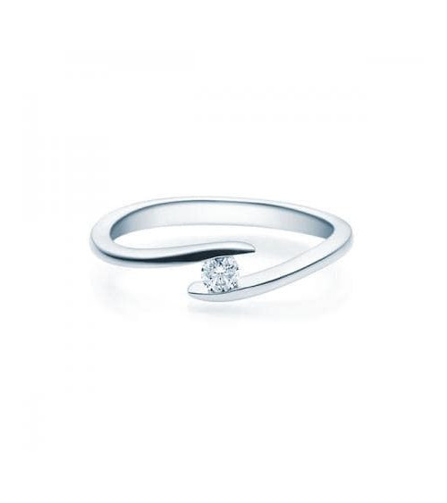 Deneb 0,10 | Oro blanco o Platino - Anillos de compromiso - Anillo de compromiso redondo en oro blanco o platino