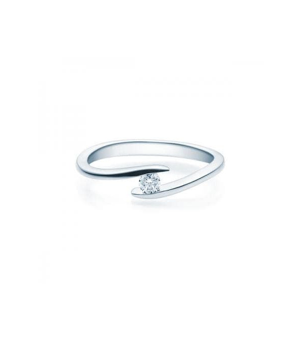 Deneb 0,10 | Oro blanco o Platino - Anillos de compromiso - Anillo de compromiso redondo en oro blanco o platino