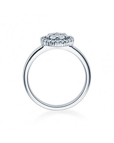 Orionis 0,15 | Oro blanco o Platino - Anillos de compromiso - Anillos de pedida con varios diamantes y una esfera de diamantes a