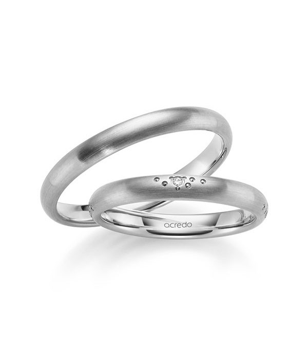 Alianzas de boda mate en oro blanco diseño especial con diamantes - Alianzas de boda - 

