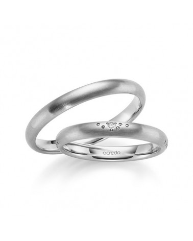 Alianzas de boda mate en oro blanco diseño especial con diamantes - Alianzas de boda - 

