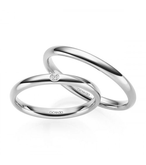 Clásicas alianzas de boda en platino con un diamantes - Alianzas de boda - 

