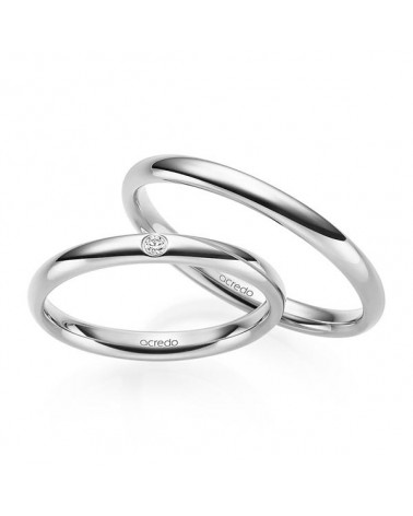 Clásicas alianzas de boda en platino con un diamantes - Alianzas de boda - 

