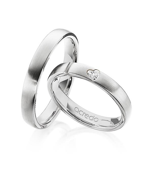Originales anillos de boda en Platino con diamante talla corazón - Alianzas de boda - 

