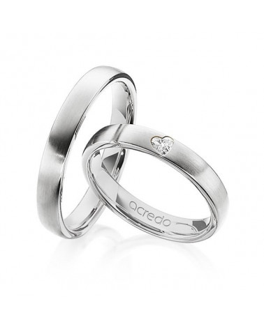 Originales anillos de boda en Platino con diamante talla corazón - Alianzas de boda - 

