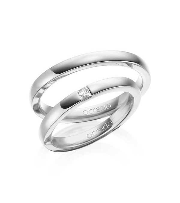 Anillos de Platino 600 o Platino 950 con diamante talla princesa - Alianzas de boda - 

