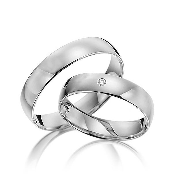 Anillos de boda anchos en Platino con un diamante pequeño - Alianzas de boda - 

