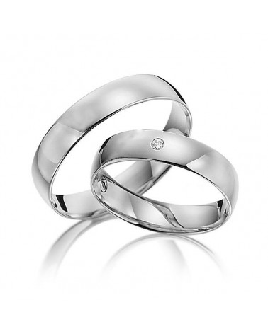 Anillos de boda anchos en Platino con un diamante pequeño - Alianzas de boda - 

