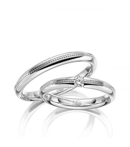 Alianzas de matrimonio únicas en Platino con un diamante central - Alianzas de boda - 

