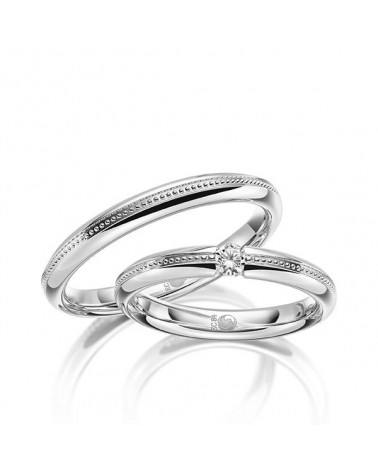 Alianzas de matrimonio únicas en Platino con un diamante central - Alianzas de boda - 

