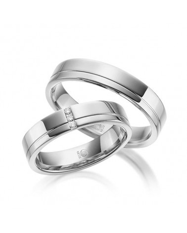 Anillos de boda de Platino Bilbao con 3 diamantes - Alianzas de boda - 

