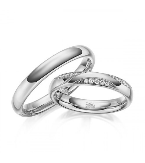 Anillos de matrimonio únicos en Platino con varios diamantes naturales - Alianzas de boda - 

