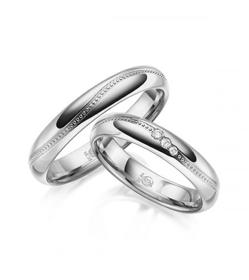Alianzas de boda de Platino Mallorca con 3 diamantes - Alianzas de boda - 

