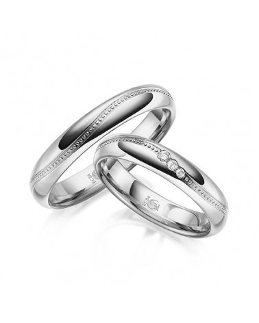 Alianzas de boda de Platino Mallorca con 3 diamantes - Alianzas de boda - 

