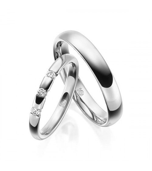 Anillos de matrimonio con 3 diamantes confeccionada en Platino - Alianzas de boda - 

