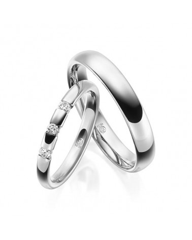 Anillos de matrimonio con 3 diamantes confeccionada en Platino - Alianzas de boda - 

