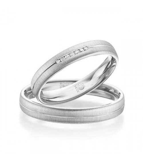 Anillos de platino con diamantes y acabado mate - Alianzas de boda - 

