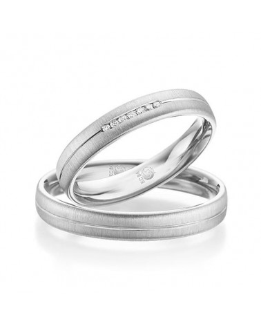 Anillos de platino con diamantes y acabado mate - Alianzas de boda - 

