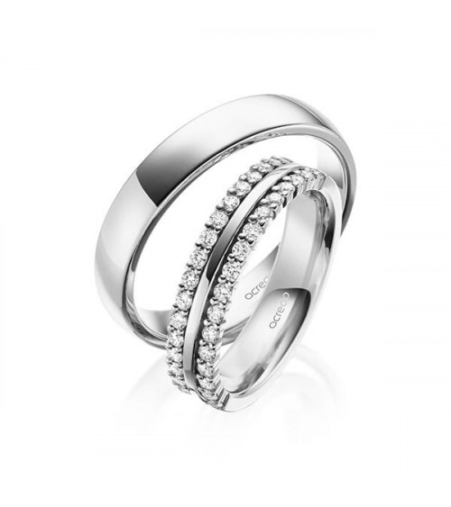 Exclusivos anillos de matrimonio de Platino con doble corona de diamantes - Alianzas de boda - 

