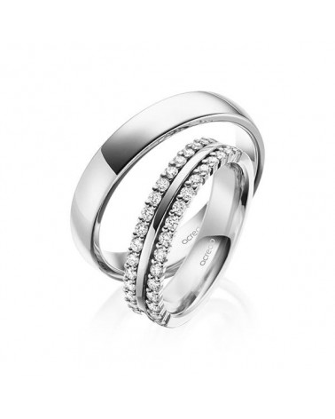 Exclusivos anillos de matrimonio de Platino con doble corona de diamantes - Alianzas de boda - 

