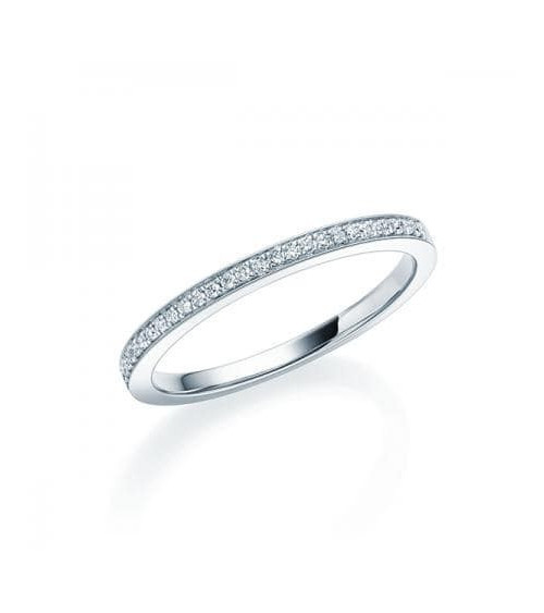 Sirio 0,09 | Oro blanco o Platino - Anillos de compromiso - Fino anillo de compromiso con media corona de diamantes