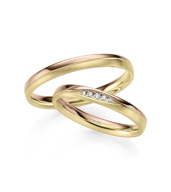 Anillos de oro amarillo y oro rosa con diamantes - Alianzas de boda - 


