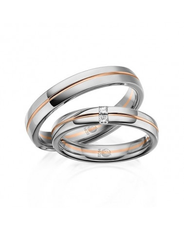 Anillos de boda diferentes en dos colores de oro de 14K o 18K con dos diamantes - Alianzas de boda - 


