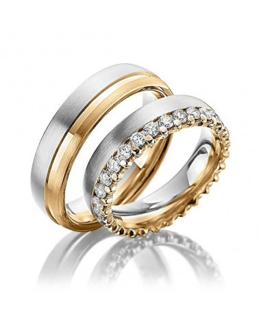 Originales anillos de boda de dos colores y con corona de diamantes - Alianzas de boda - 


