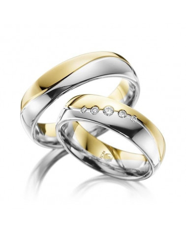 Alianzas de boda totalmente personalizables en oro amarillo y oro blanco con 3 diamantes - Alianzas de boda - 


