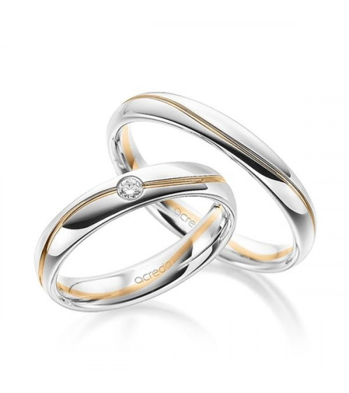 Anillos de boda totalmente personalizables en oro blanco y rosa de 14 o 18 quilates con un diamante - Alianzas de boda - 


