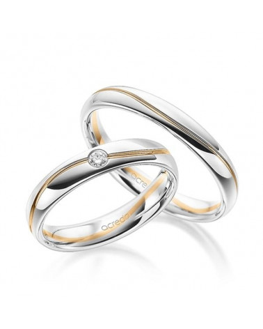 Anillos de boda totalmente personalizables en oro blanco y rosa de 14 o 18 quilates con un diamante - Alianzas de boda - 


