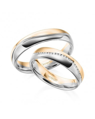 Nuevas alianzas de boda blancas y rosas con media corona de diamantes - Alianzas de boda - 


