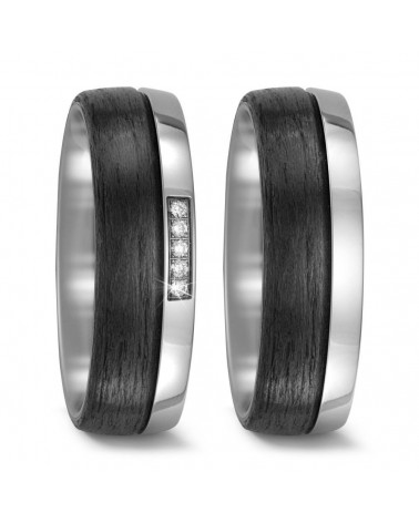 Alianzas de boda en titanio y carbono con 5 diamantes - Alianzas de boda - 

