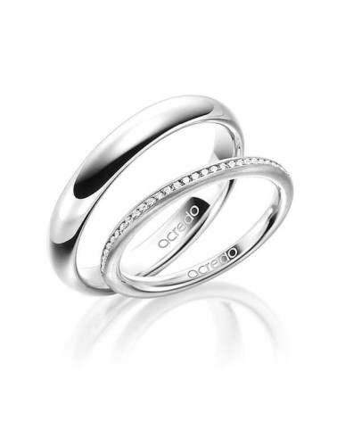 Pareja de anillos de oro blanco con diamantes naturales éticos - Alianzas de boda - 

