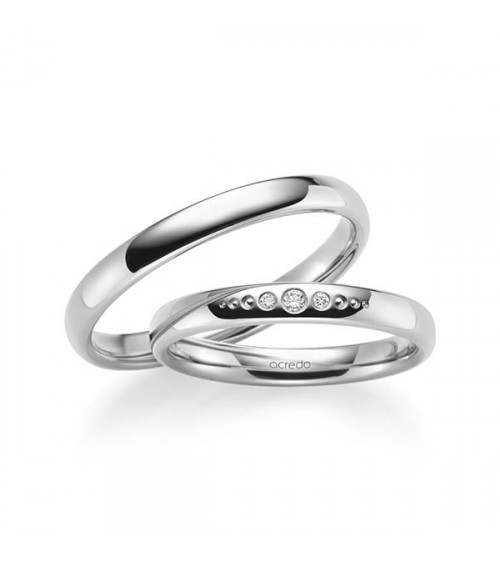 Alianzas de boda blancas con fila de diamantes - Alianzas de boda - 

